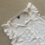 Ann Taylor  Frilled Cap Sleeve Button Down Blouse Top Cream Size Medium Like New Photo 2