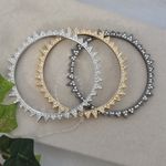 Boutique Set Of Three Bangle Bracelet Set Starburst with Rhinestone Gold Silver Grey Photo 0