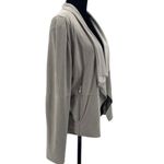 Bagatelle Womens Faux Suede Drape Open Front Jacket Light Gray Large Photo 2