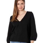 Madewell  Black V-Neck Cotton Top Photo 1