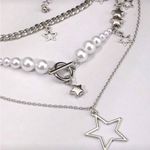 ⭐️⭐️⭐️BOGOHO⭐️⭐️⭐️Silver and Pearl Star Necklace Silver Photo 4