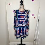 Umgee  Aztec Babydoll Style Southwestern Print Design Blue & White Dress Size L Photo 1