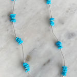 NEW Turquoise Rock and Liquid Sterling Silver Necklace 18" Blue Photo 0