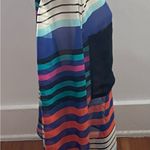 Bisou Bisou  sheer button up striped multicolored blouse size M bohemian festival Photo 7