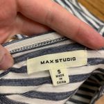 Max Studio Womens Striped Button Front Cap Sleeve Tunic Shirt Size Small White Photo 3