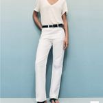 Mango  Women’s White Mid Rise Straight Jean Photo 7