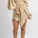 Mable Simone Mini Dress Taupe Linen Blend Neutral Size Medium Women's NWT Tan Photo 1