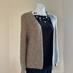 Loft  Tan Shimmer Gold Knit Cardigan No Button SZ S Good Condition Photo 63