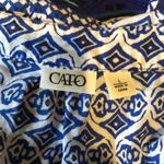Cato Blue & White Scarf Print Sleeveless Top L Photo 13