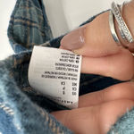 American Eagle Cropped Plaid Flannel Button Up Long Sleeve Blue Women's Small‎ Photo 3