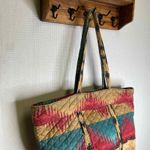 LA BAGZ Quilted Tote BagMulticolor Patterned Large Travel Beach Shoulder Handbag Red Photo 2