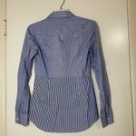 Theory  blue pinstripe button down collar blouse top size XS Photo 3