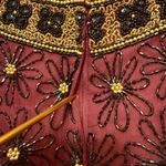 Adrianna Papell  Black Beaded Silk Burgundy Holiday Formal Lined Top Blouse 2X Photo 4