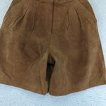 Vtg Sellecca Women Brown Genuine Leather Pleated High Waisted Wide Leg Shorts 12 Photo 3