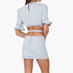 We Wore What Denim Mini Skirt - NWT Cut Out Indigo Comfort Skirt Size Small Photo 2