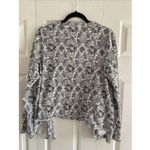 Fresh Produce  Women's Medium Gray Floral Open Cardigan Sweater Cottage Travel Photo 4
