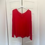 Free People  Orange Oversized V-Neck Ribbed Sleeve Flowy Top Size XS Photo 2