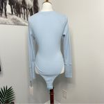 7 For All Mankind NWT - Ribbed Long Sleeve Bodysuit Size Small Light Blue Photo 7