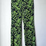 ZARA Green & Blue Swirl Print High Rise Velvet Split Hem Flare Pants S NWT Photo 4