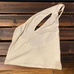 We Wore What  One Shoulder Cutout Jersey Tank in Cream Size Small Photo 2