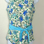 Lands' End  Tummy Control Tie Front One Piece Swimsuit Lotus Floral Size 12 NWT Photo 0