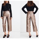 Madewell Slim Emmett Wide-Leg Crop Pants Metallic Bronze Size 25 NWT Holidays Photo 1