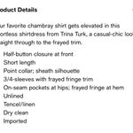 Trina Turk  Rosetta Frayed Denim Chambray Shirtdress Size 4 Photo 9