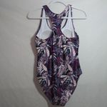 Nicole Miller  Women's Swimsuit RacerBack Fully Lined Purple Floral Size M Photo 3