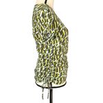 INC Small Top Geometric Surplice V-Neck Cap Sleeve Ruched Stretch Multi Photo 2