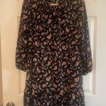 Old Navy  Womens Top Dress Medium Black Floral Paisley Ruffle Long Sleeve Photo 0