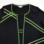 Exclusively Misook Cardigan Womens Plus 3X Black Lime Green Trim Open Front VTG Photo 4