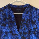 Madewell  Director Silk Shift Dress Mini Floral Blue Black Large Photo 3