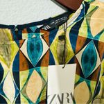 ZARA  Multicolored Round Neck Bohemian Printed Open Back Tied Top Sz M Photo 12