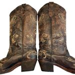 Circle G Distressed Bone Dragonfly Embroidered Snip Toe Boots, Sz 10.5 Photo 7