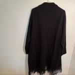 Venus Fringe Detail Duster Cardigan Black Faux Leather Pockets Photo 9
