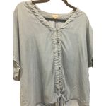 Daniel Cremieux Cremieux Womens Blue Tie Front Button Down Top Blouse Shirt - Size L Photo 1