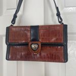 Early 2000's Whimsygoth Brown Black Croc Faux Leather Heart Charm Shoulder Bag Photo 2