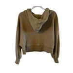 Zenana Terry Cloth Womens M Tan Pullover Hoodie Sweatshirt cropped stretch warm Photo 1
