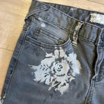 Free People  Magnolia Skinny Jeans Gray Floral Sz 25 Photo 5