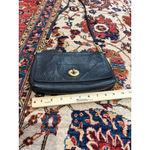 Coach  Black Pebbled Leather Turnlock Crossbody Shoulder Bag Brass Chain Photo 2