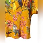 Leifsdottir Silk Blend Exotic Bird & Botanical Print Blouse Yellow Sz 6 Gold Photo 5