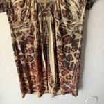 Unity Tunic Top Y2k‎ Small Brown Animal Print Short Sleeve Sheer Beaded Boho Photo 2