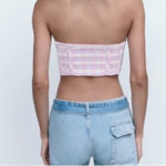 ZARA Tweed Bustier Tube Top Pink Purple Size S Cropped Sweetheart Neckline Photo 2