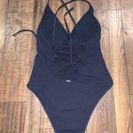 Abercrombie & Fitch Abercrombie navy ribbed lace up back one piece bathing suit or bodysuit nwot $80 Photo 1