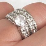 Engagement Wedding Band CZ Ring Set 6 Silver Photo 10