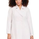 Torrid Cream Gray Crepe Drapey Double Breasted Trench Coat NWT Photo 1