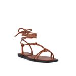 AZALEA WANG Leandro Tan Lace Up Flats Sandals Sz 8 NEW with Box Brown Photo 1