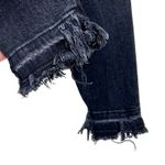 ZARA  Black Fringe Hem Mid-Rise Skinny Jeans 4 Grunge Distressed Photo 2