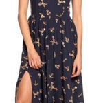 Roxy Rush Minute Short Sleeve Midi Dress Navy Floral Size Small Photo 0