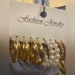 H&M Gold and Pearl Hoop Earrings Set x6 Photo 3
